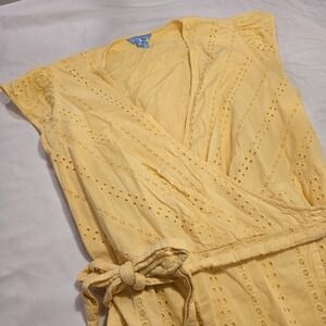 Draper James Wrap Dress Yellow Eyelet Lace Womens Size 12